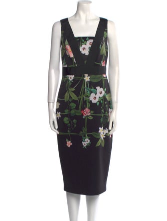 Ted Baker Floral Print Midi Length Dress