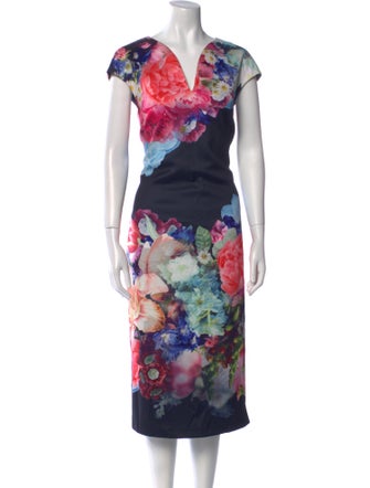 Ted Baker Floral Print Midi Length Dress