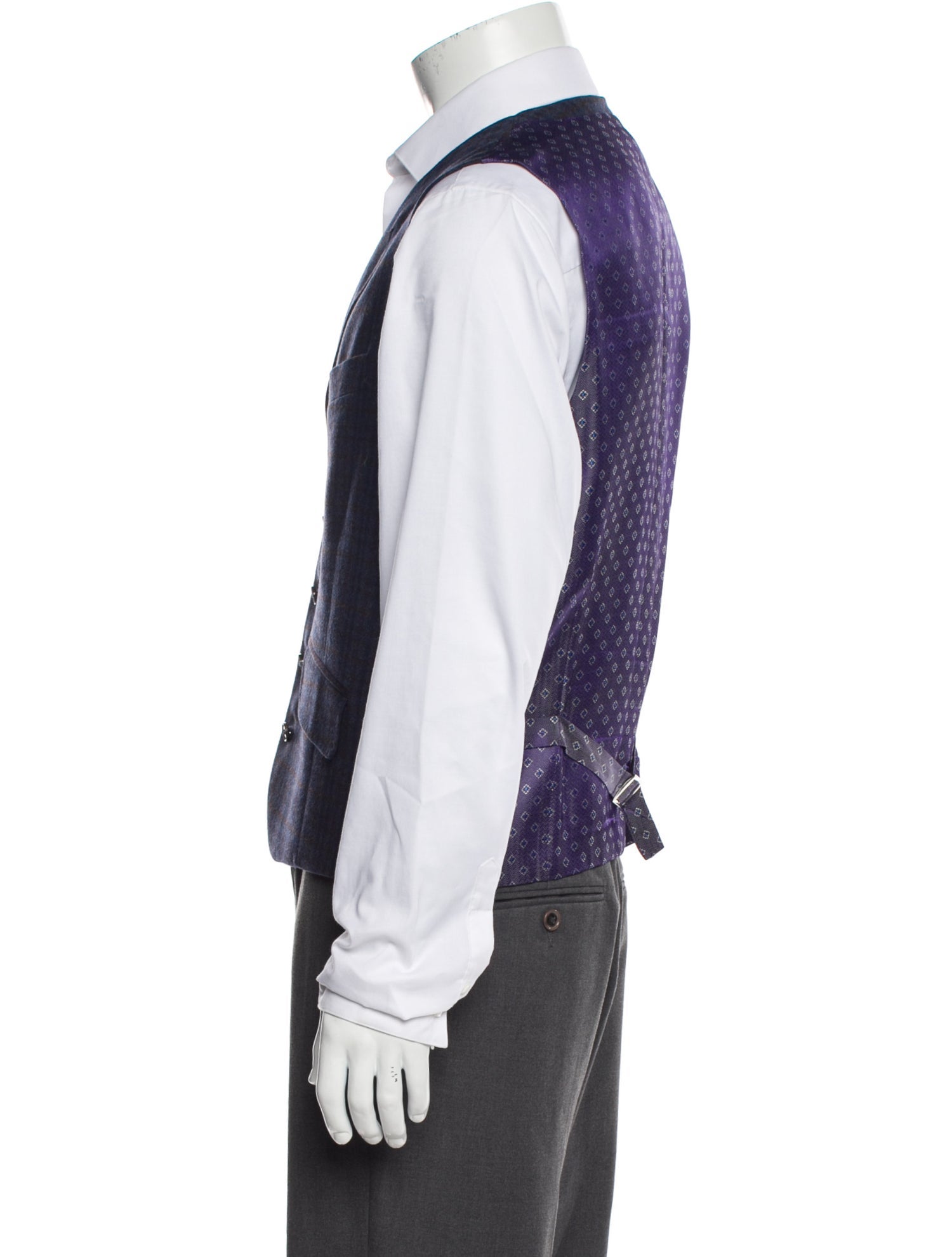 Ted Baker Wool Plaid Print Suit Vest