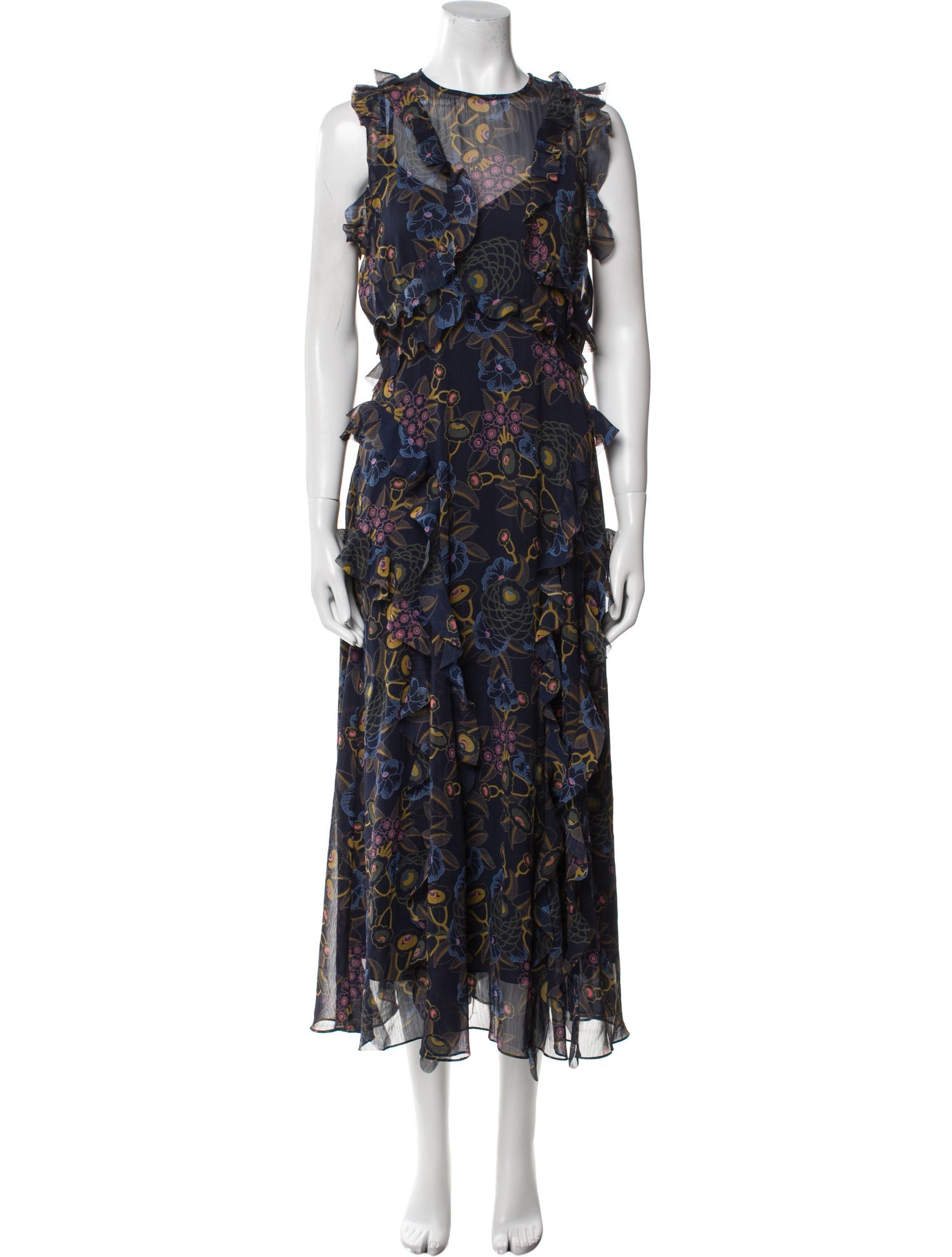 Ted Baker Floral Print Midi Length Dress