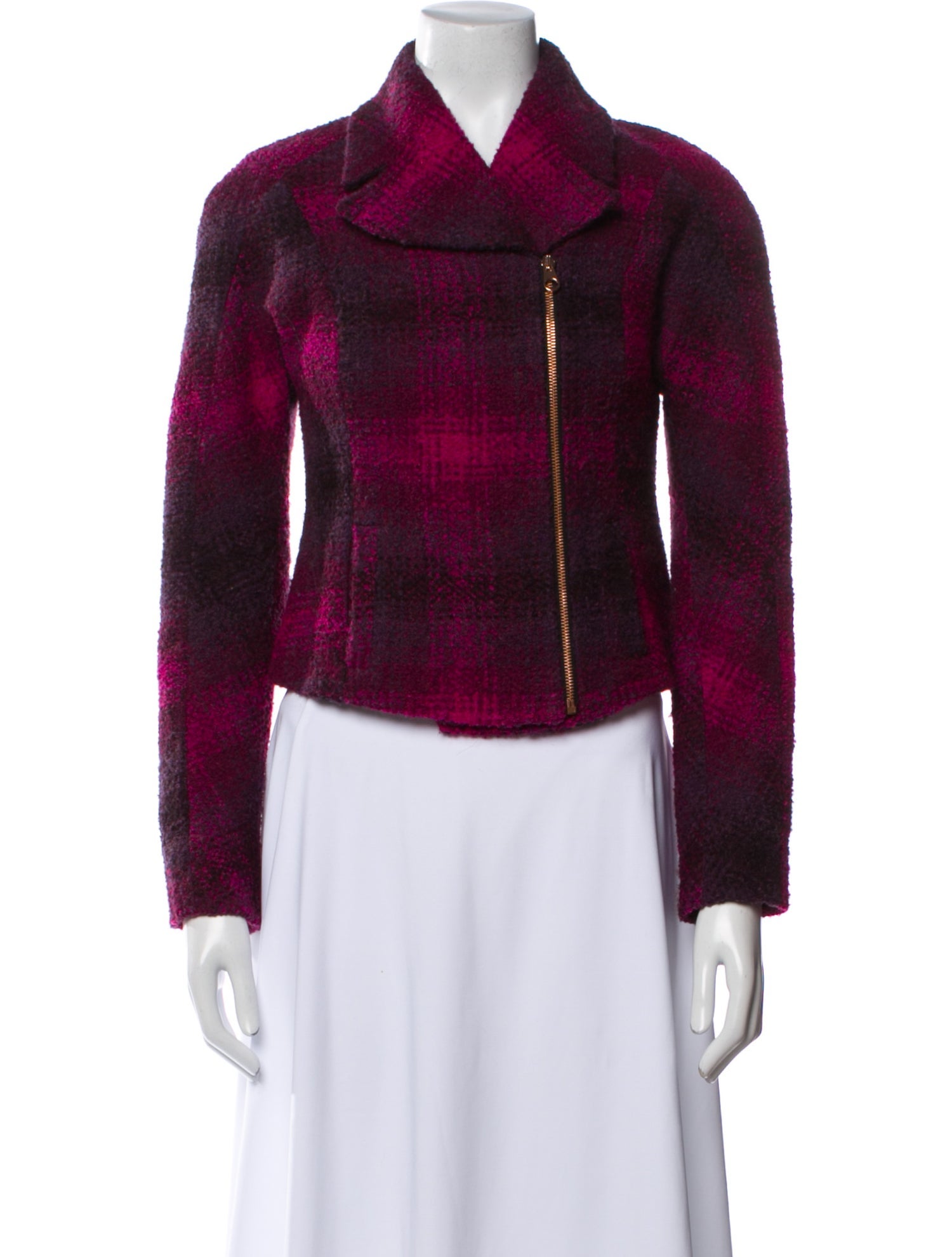 Ted Baker Plaid Print Biker Jacket