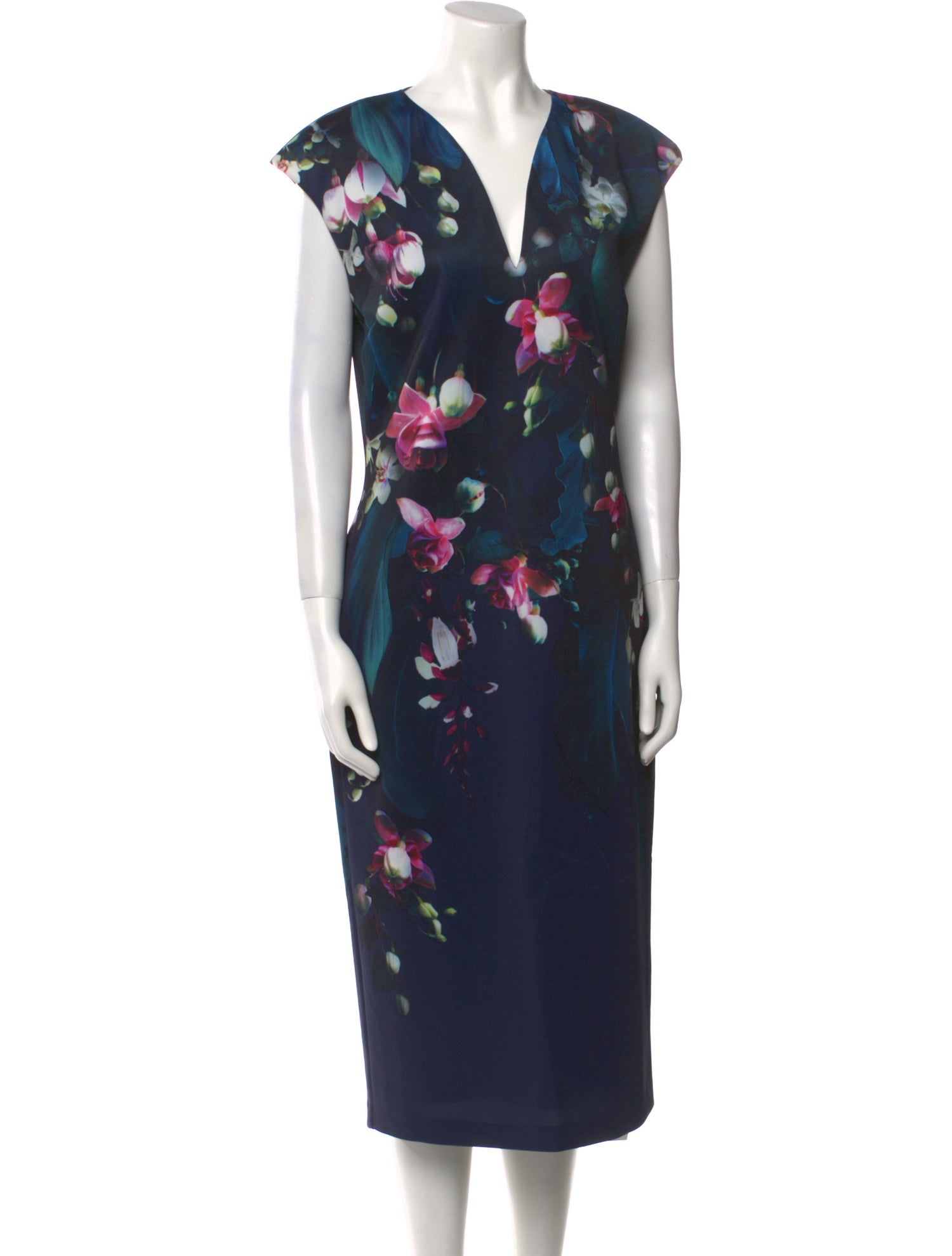 Ted Baker Floral Print Midi Length Dress