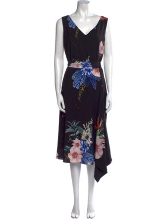 Ted Baker Floral Print Midi Length Dress