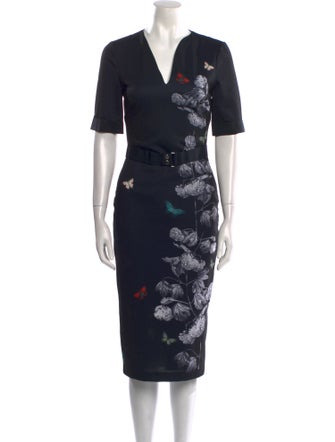 Ted Baker Floral Print Midi Length Dress