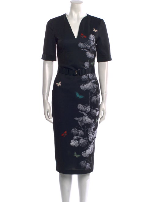 Ted Baker Floral Print Midi Length Dress
