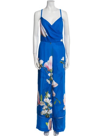 Ted Baker Floral Print V-Neck Jumpsuit