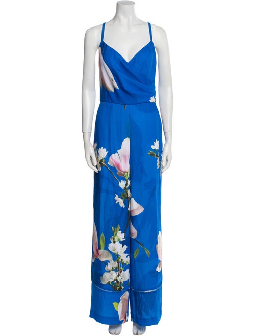 Ted Baker Floral Print V-Neck Jumpsuit