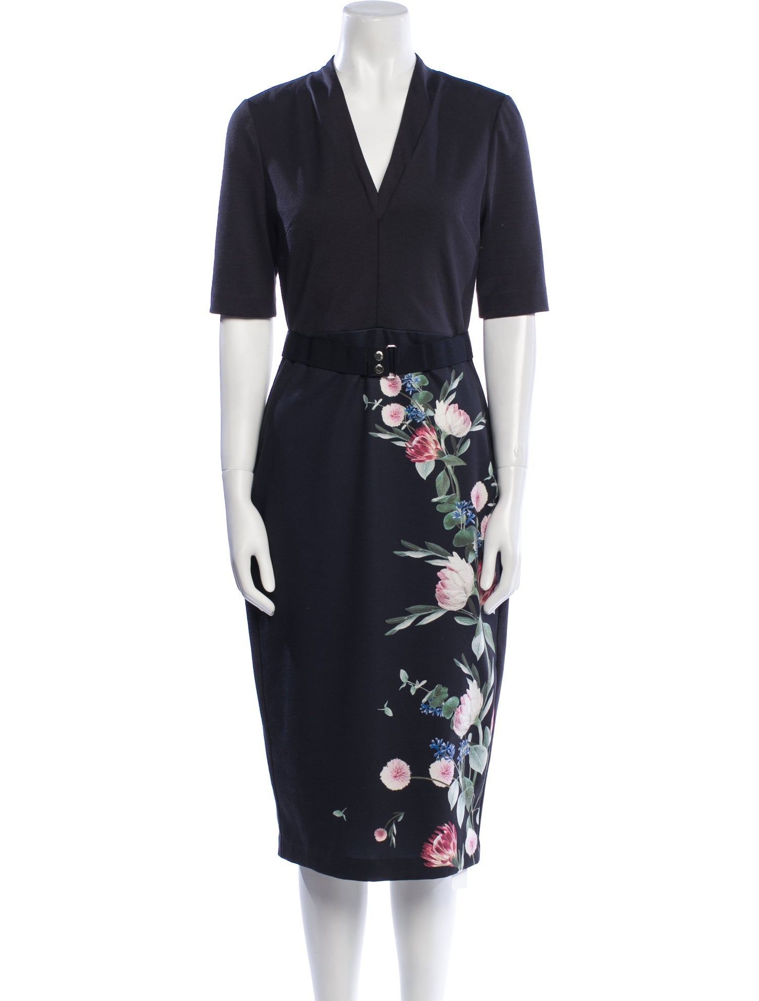 Ted Baker Floral Print Midi Length Dress