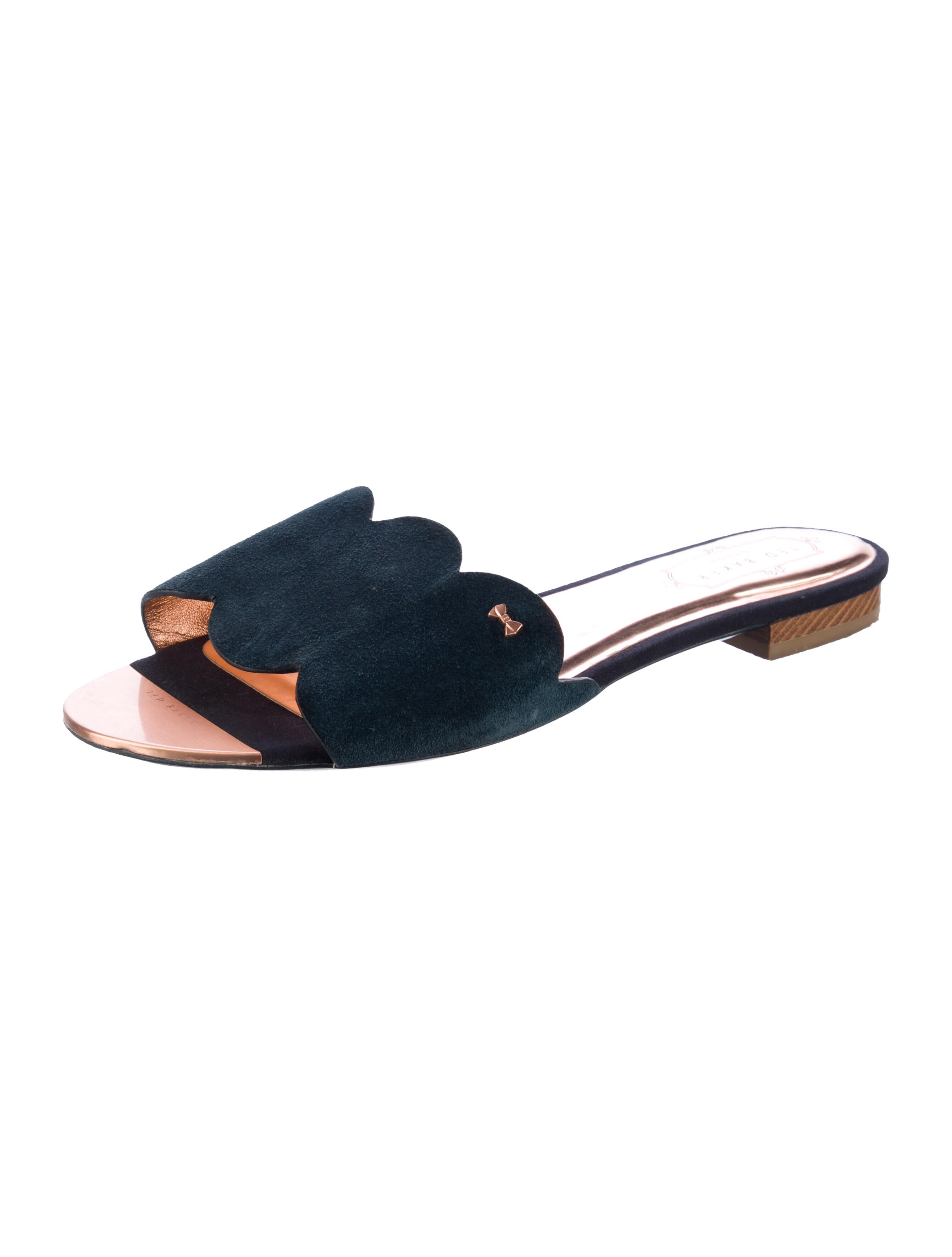 Ted Baker Suede Scalloped Accent Slides
