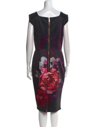 Ted Baker Floral Print Midi Length Dress