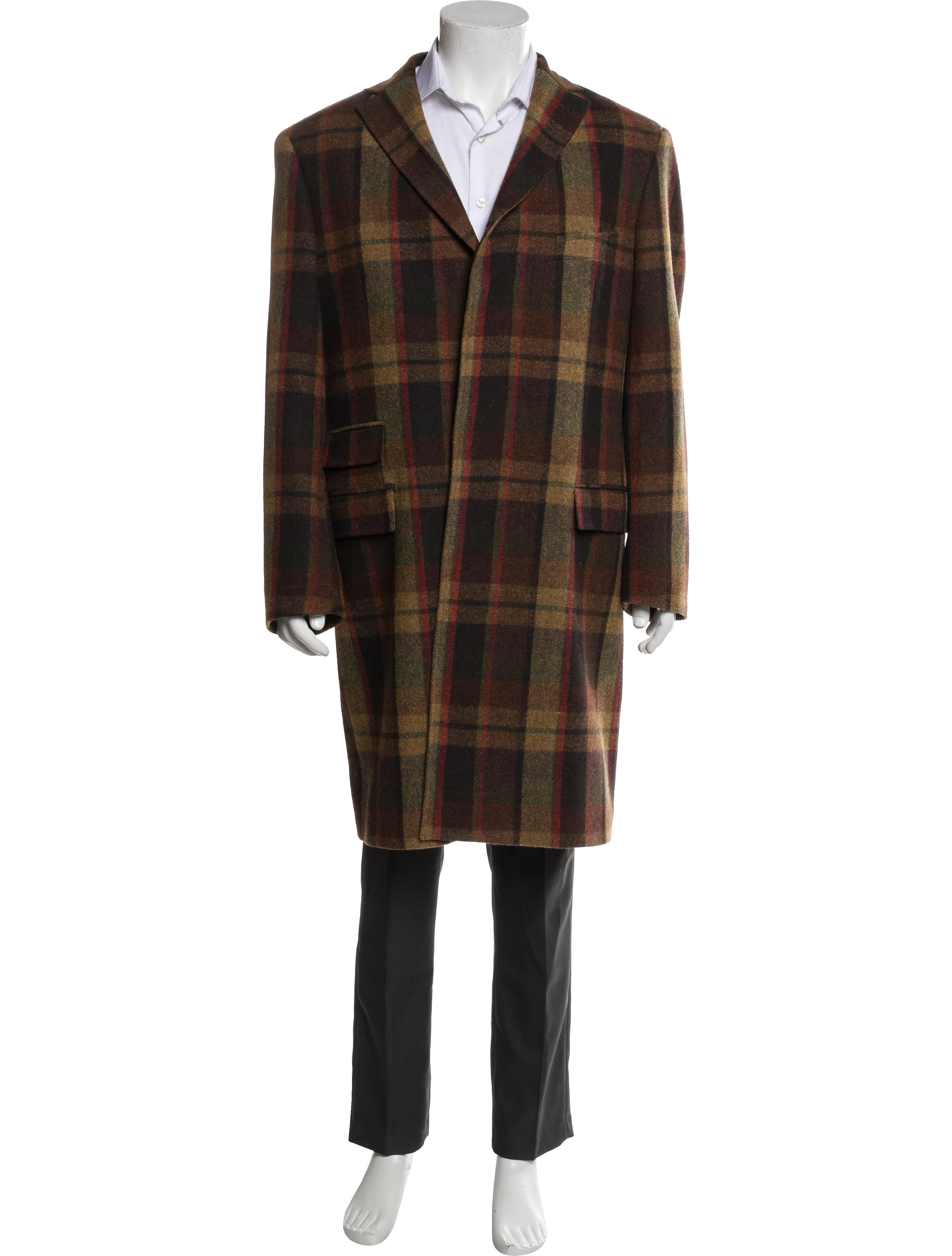 Ted Baker Wool Plaid Print Overcoat