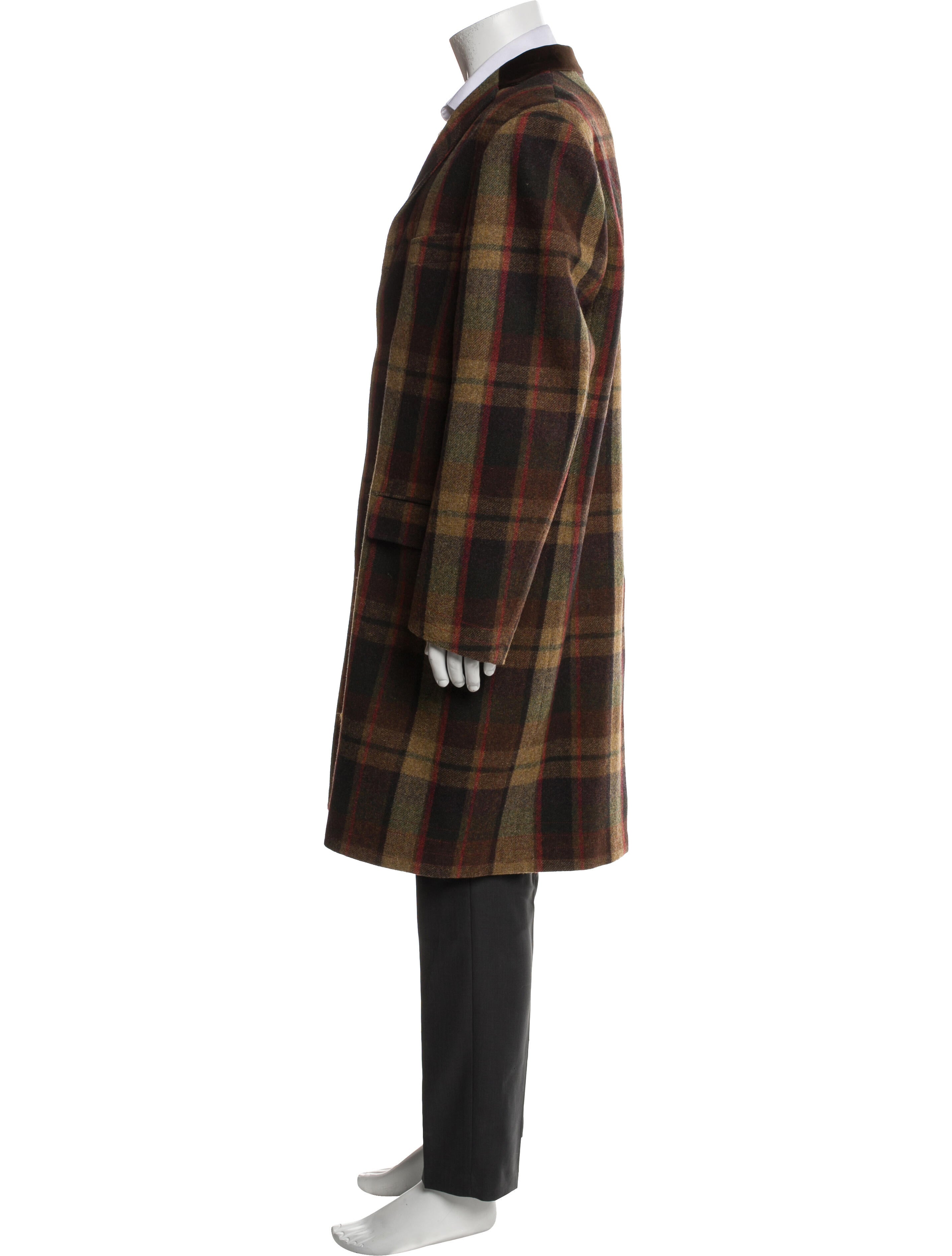 Ted Baker Wool Plaid Print Overcoat