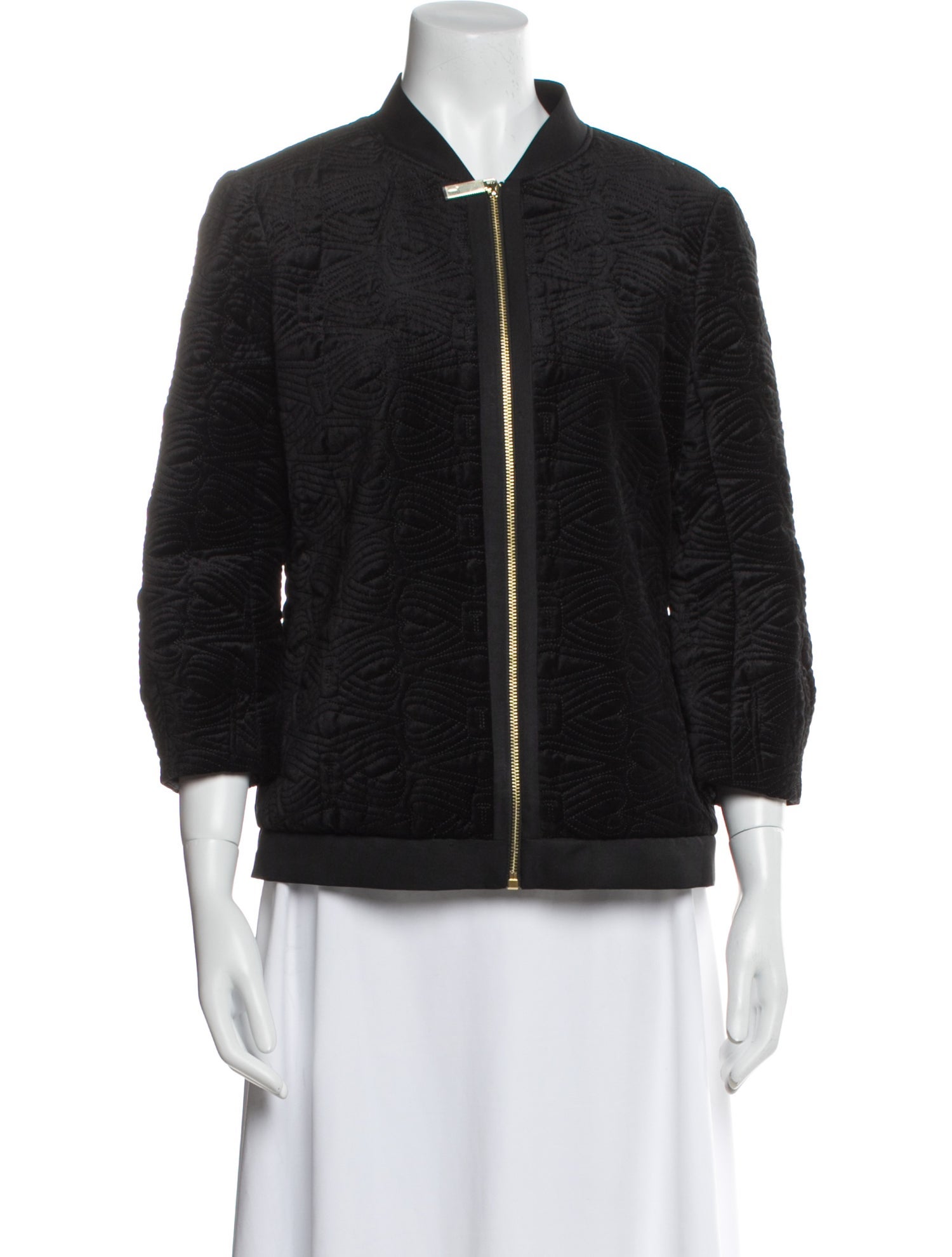 Ted Baker Tweed Pattern Faux Fur Jacket