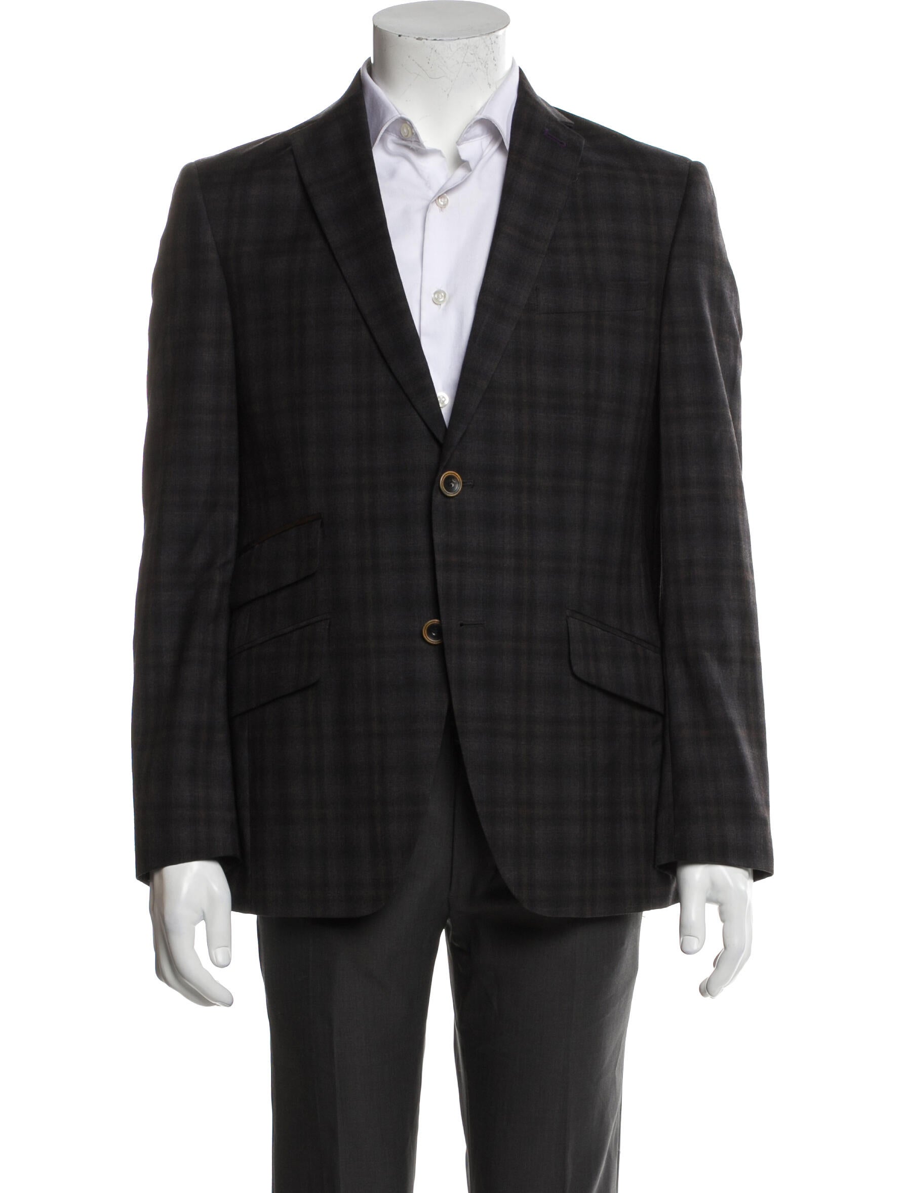 Ted Baker Wool Plaid Print Two-Piece Sport Coat