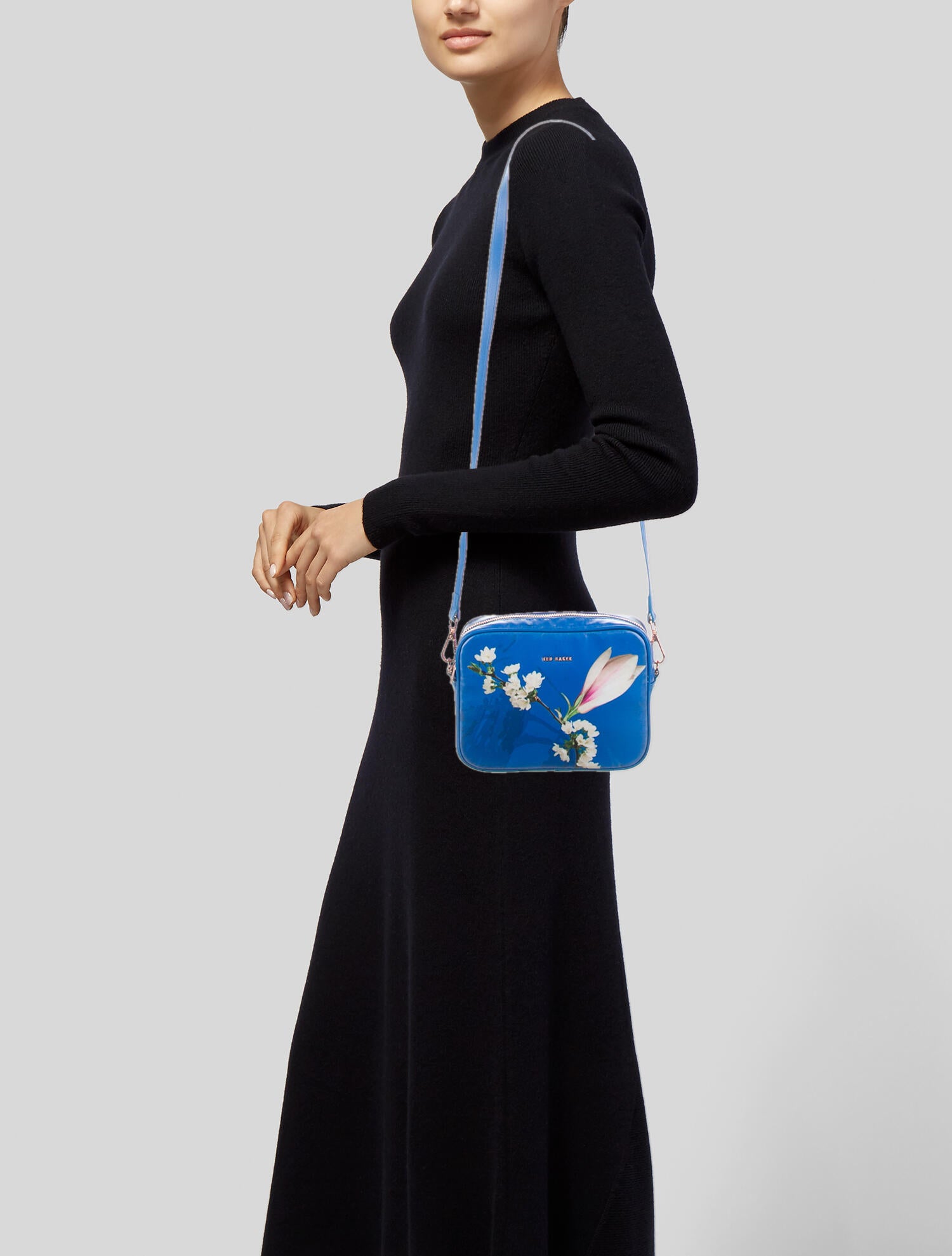 Ted Baker Coated Canvas Crossbody Bag w/ Pouch Blue Crossbody Bags