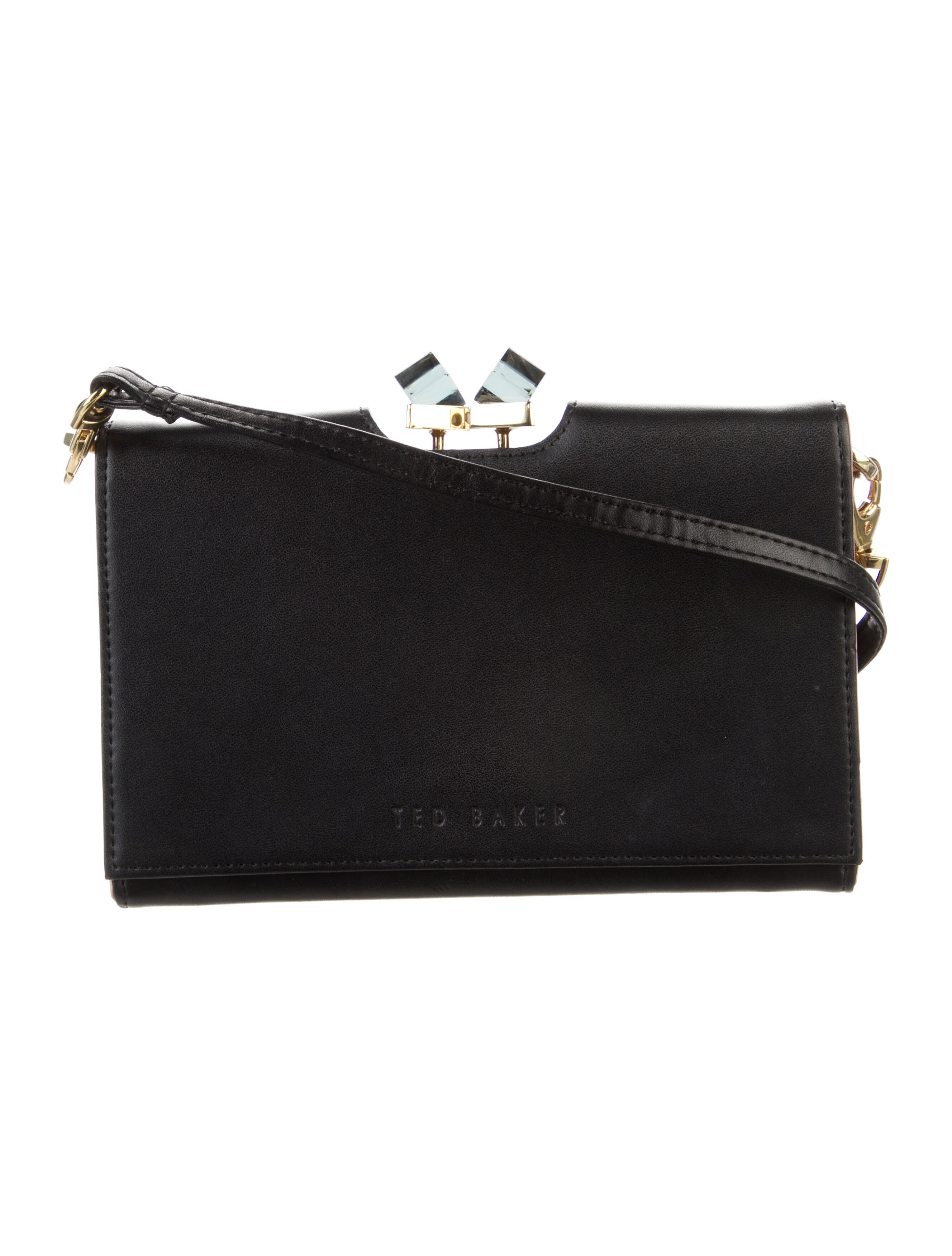 Ted Baker Leather Crystal Embellished Crossbody Bag Black Crossbody