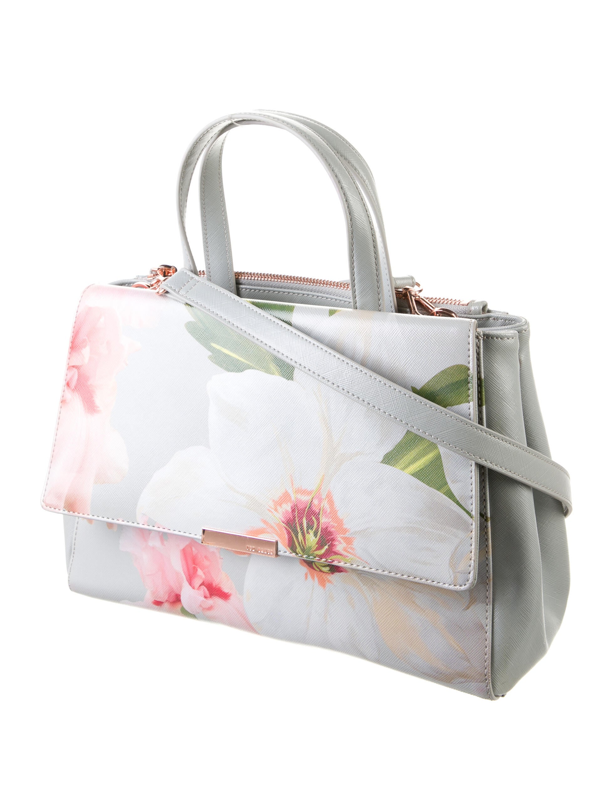 Ted Baker Saffiano Leather Shoulder Bag Grey Totes, Handbags W3B61146 The RealReal