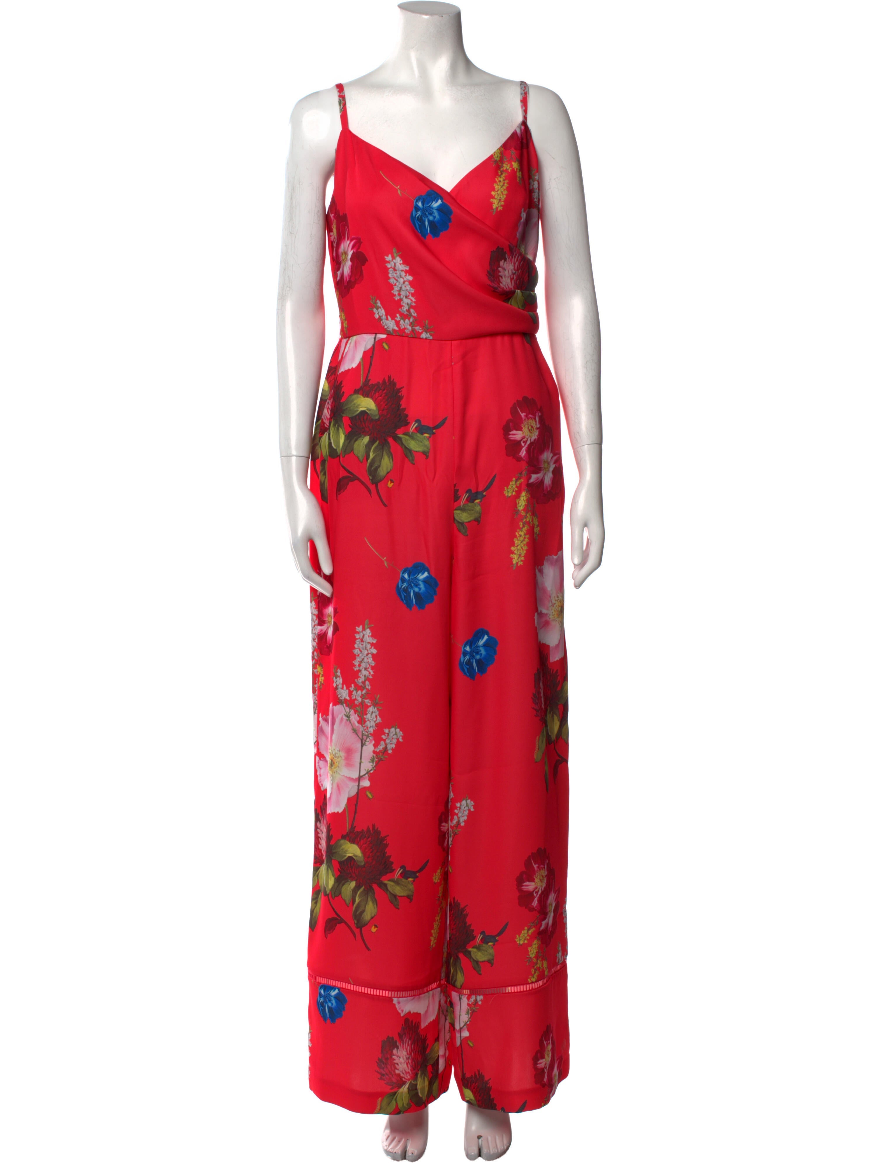 Ted Baker Floral Print VNeck Jumpsuit Pink, 13" Rise Jumpsuits and