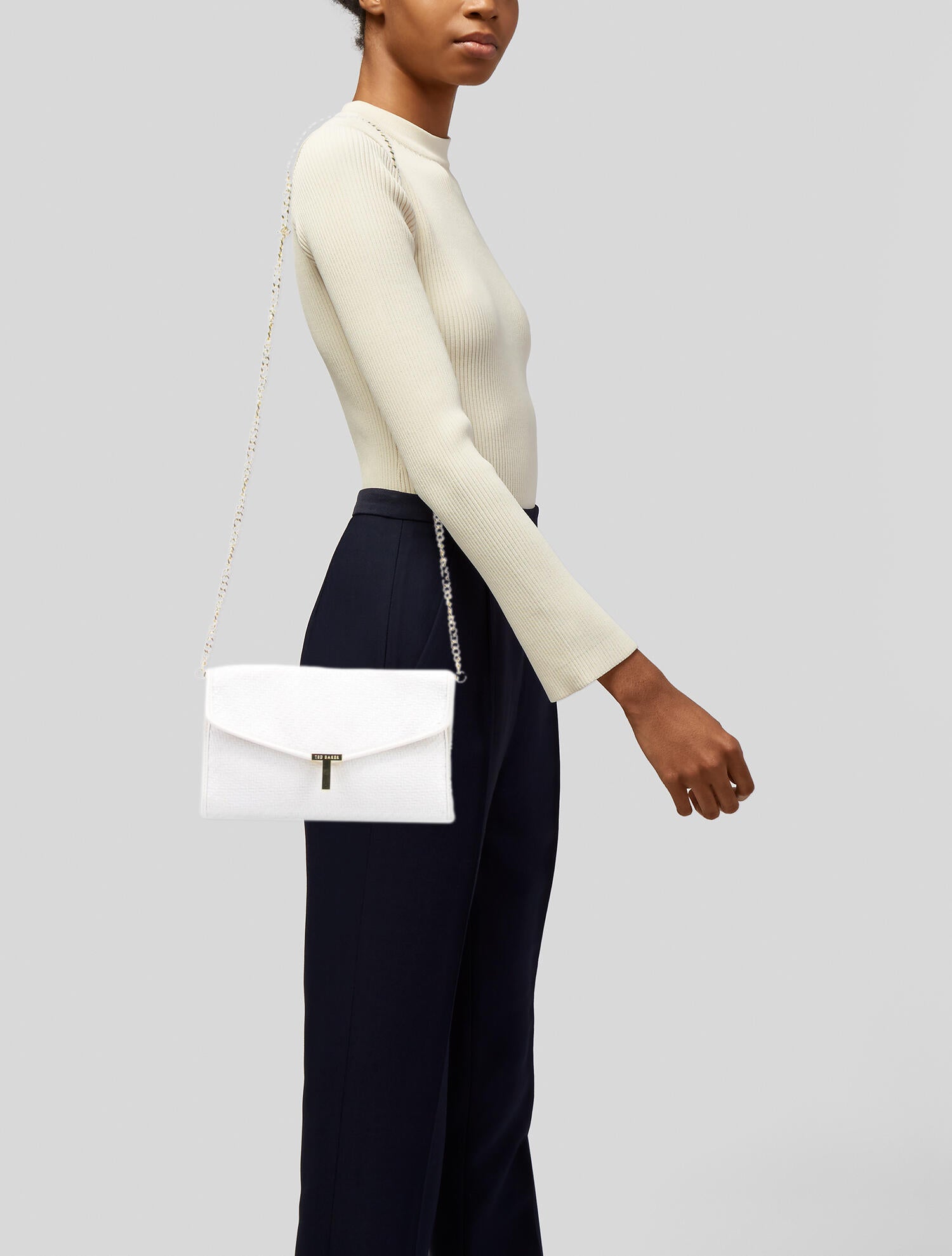 Ted Baker LeatherTrimmed Straw Crossbody Bag White Crossbody Bags