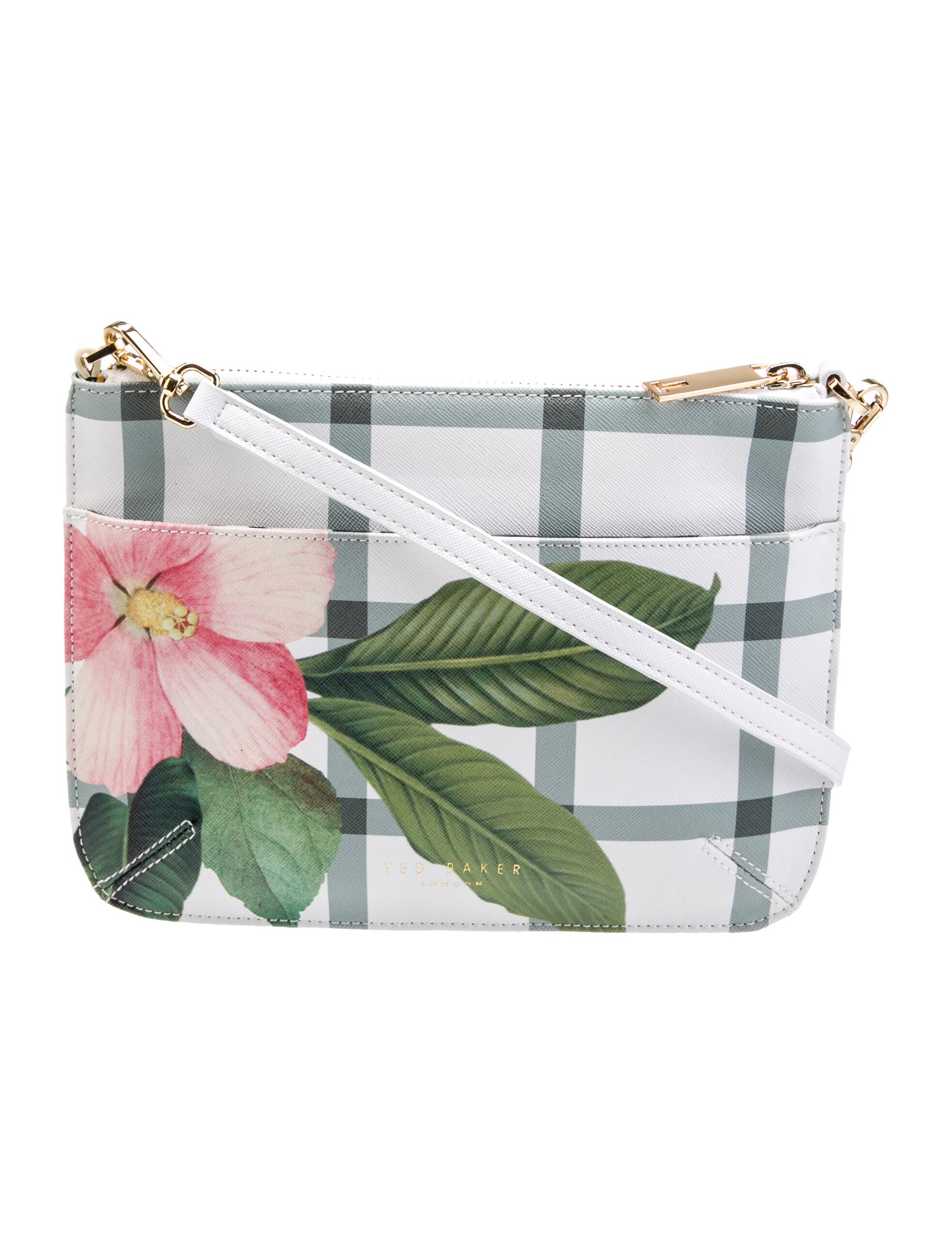 Ted Baker Leather Printed Crossbody Bag White Crossbody Bags