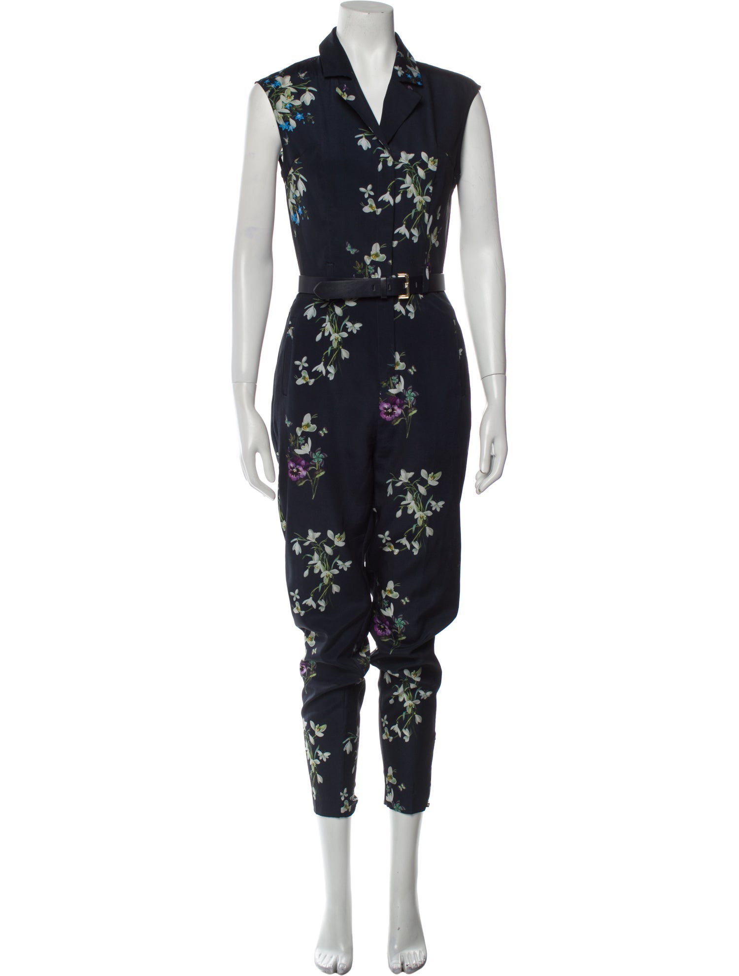 Ted Baker Floral Print VNeck Jumpsuit Blue, 32.5" Rise Jumpsuits and