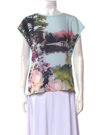 Ted Baker Printed Bateau Neckline Blouse