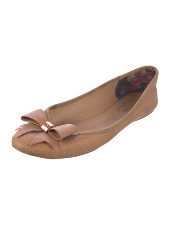 Ted Baker Leather Bow Accents Ballet Flats