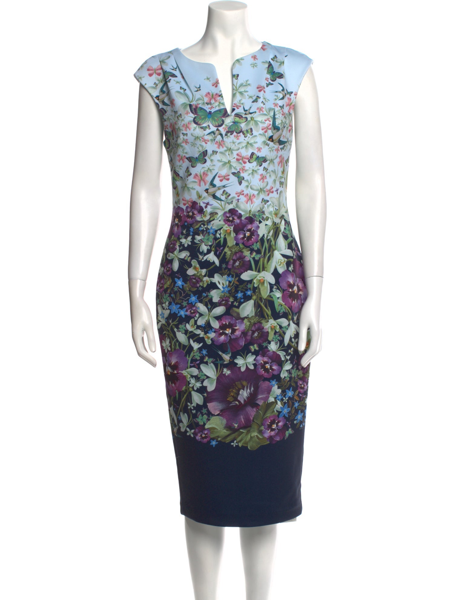Ted Baker Floral Print Midi Length Dress