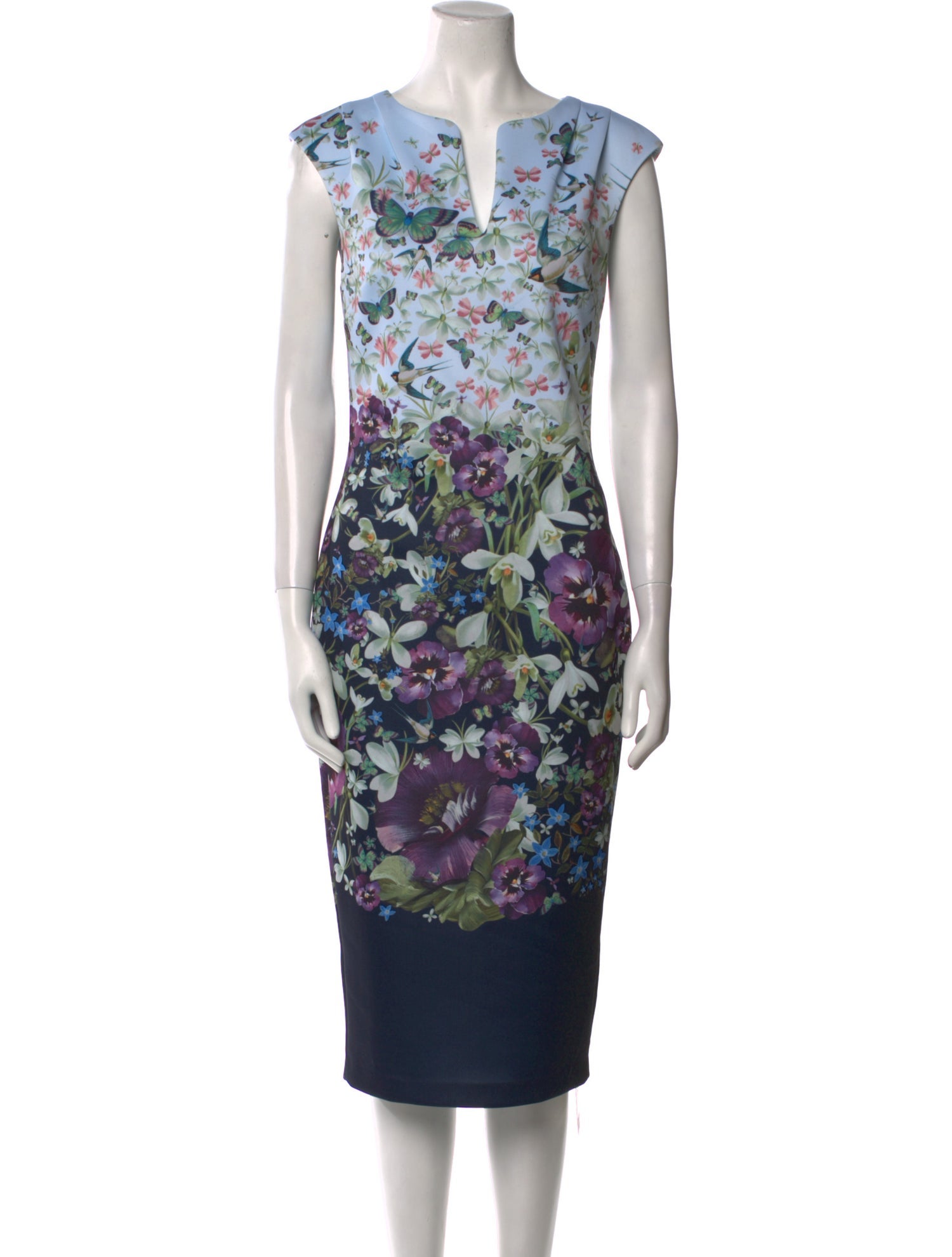 Ted Baker Floral Print Midi Length Dress