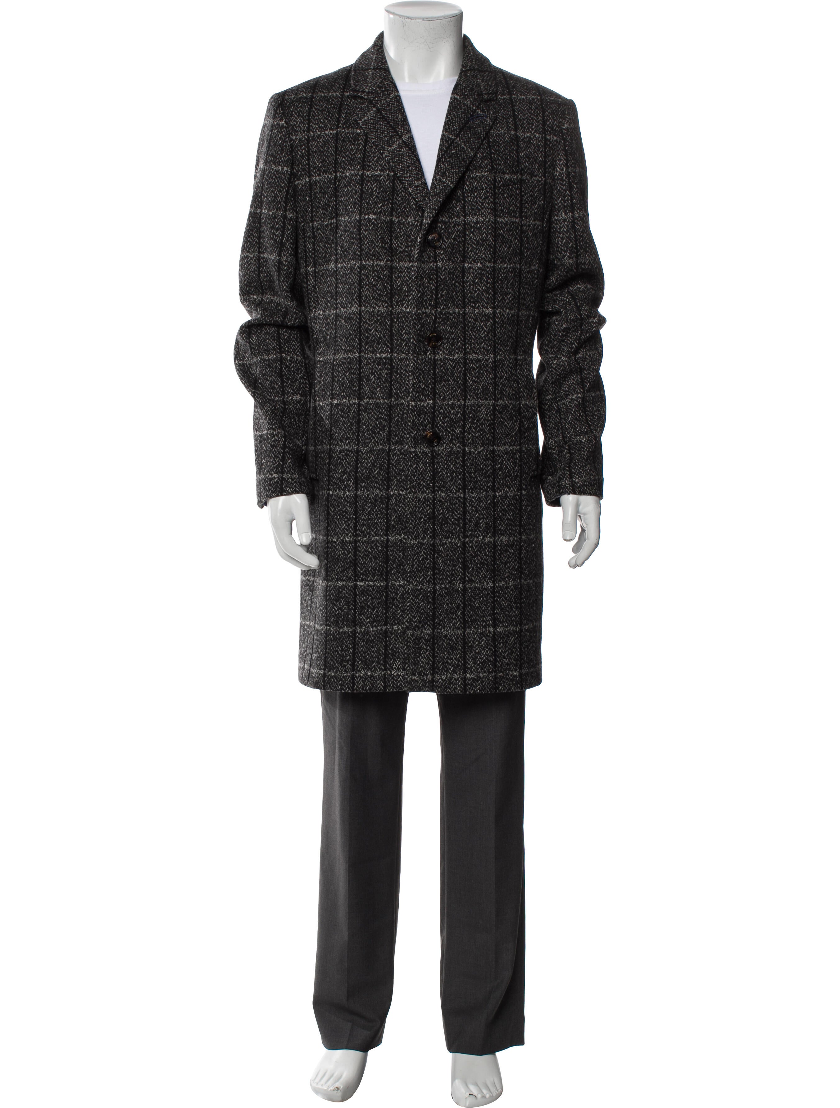 Ted Baker Wool Plaid Print Overcoat