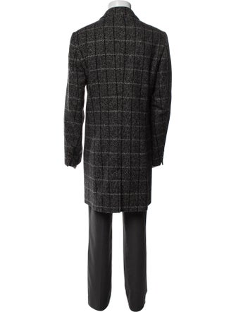 Ted Baker Wool Plaid Print Overcoat