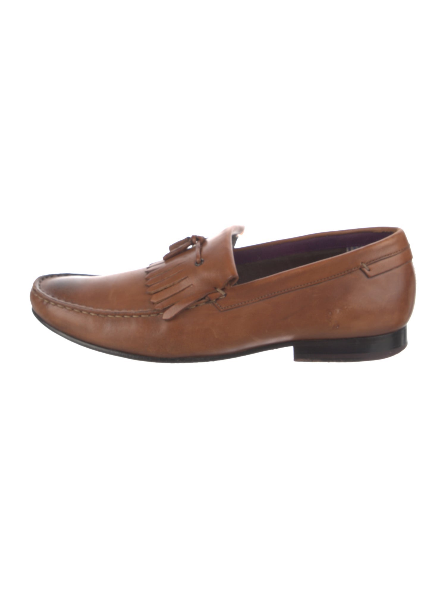 Ted Baker Leather Fringe Trim Accent Dress Loafers