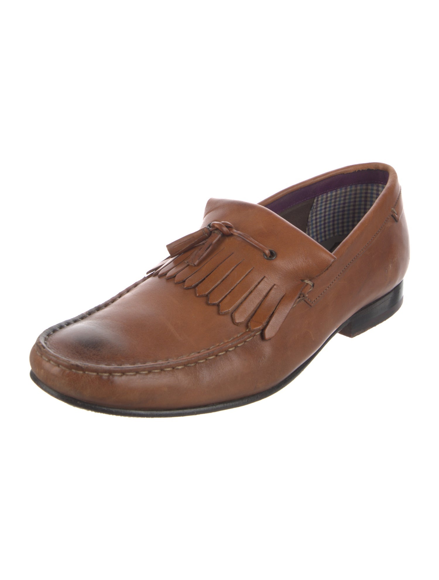Ted Baker Leather Fringe Trim Accent Dress Loafers