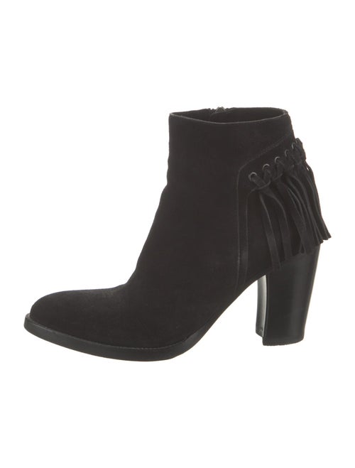 Sartore Suede Fringe Trim Accent Boots