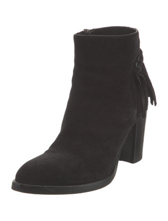 Sartore Suede Fringe Trim Accent Boots