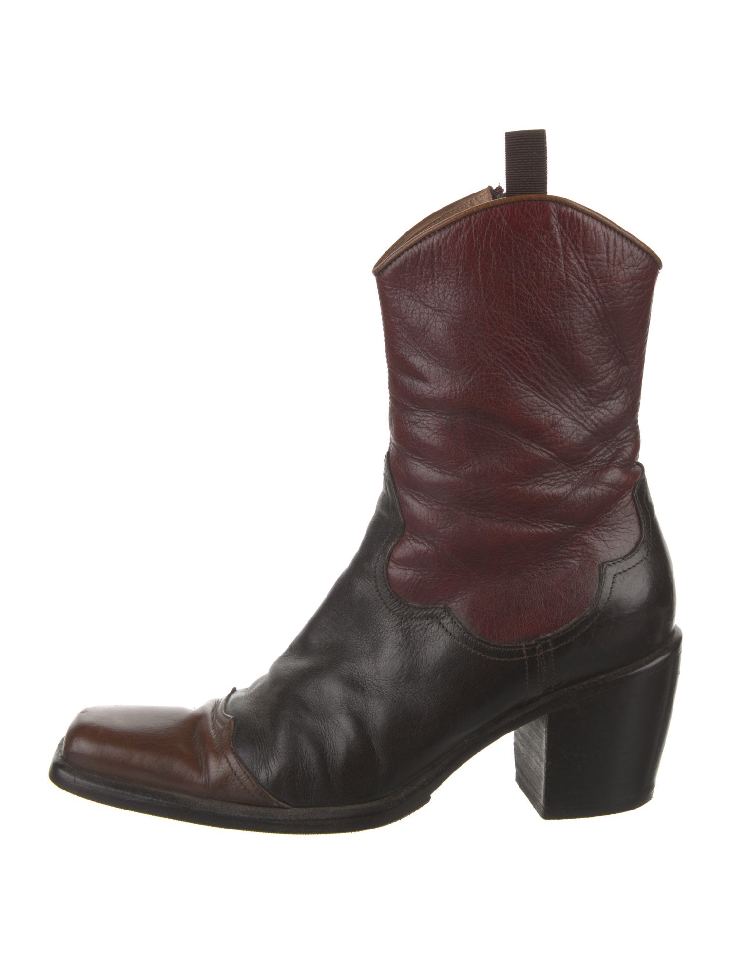 Sartore Leather Colorblock Pattern Western Boots