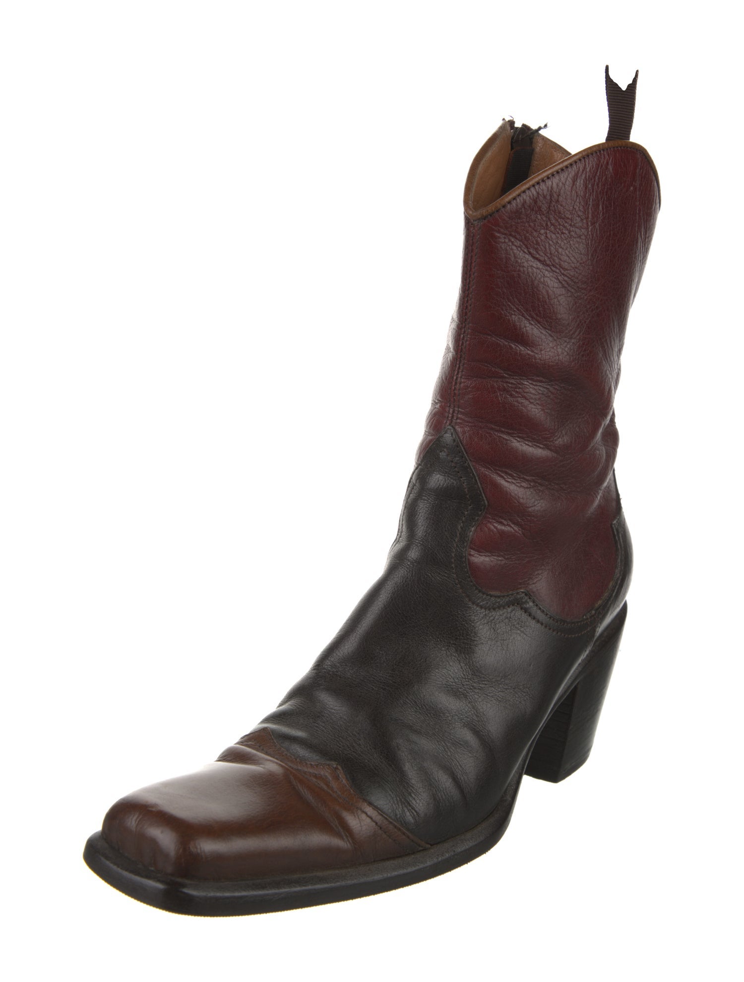 Sartore Leather Colorblock Pattern Western Boots