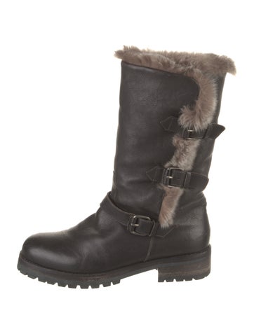 Sartore Boots Leather Fur Trim Moto 9.5