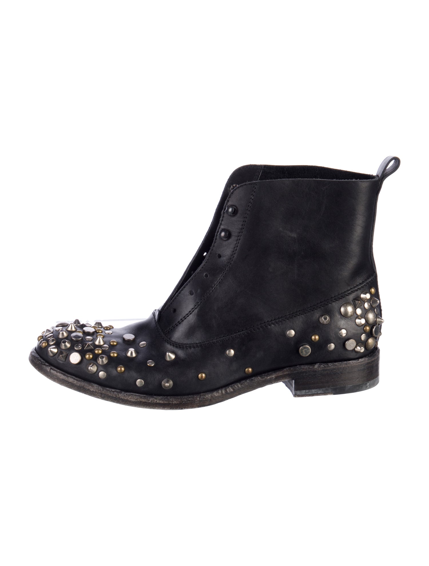 Sartore Leather Studded Accents Lace-Up Boots
