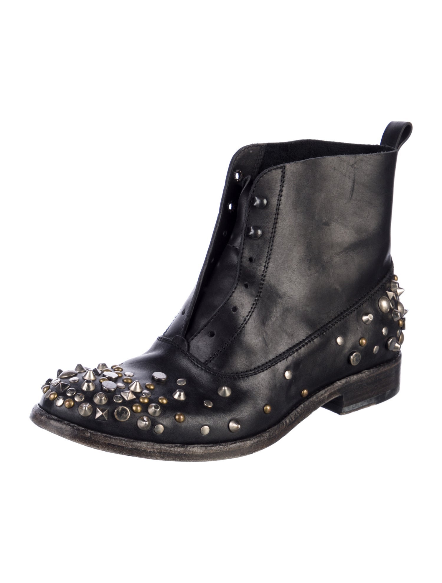 Sartore Leather Studded Accents Lace-Up Boots