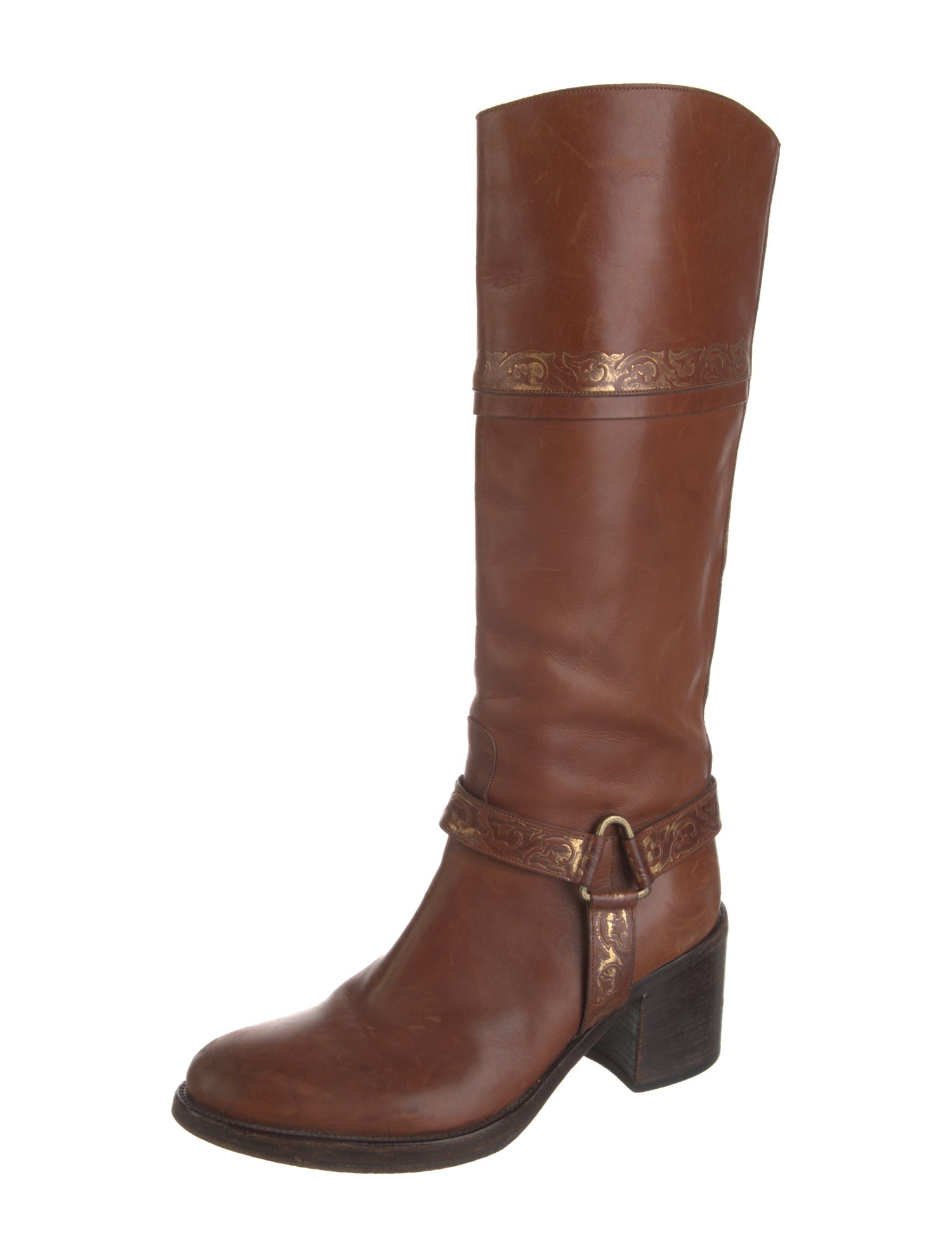 Sartore Leather Colorblock Pattern Riding Boots