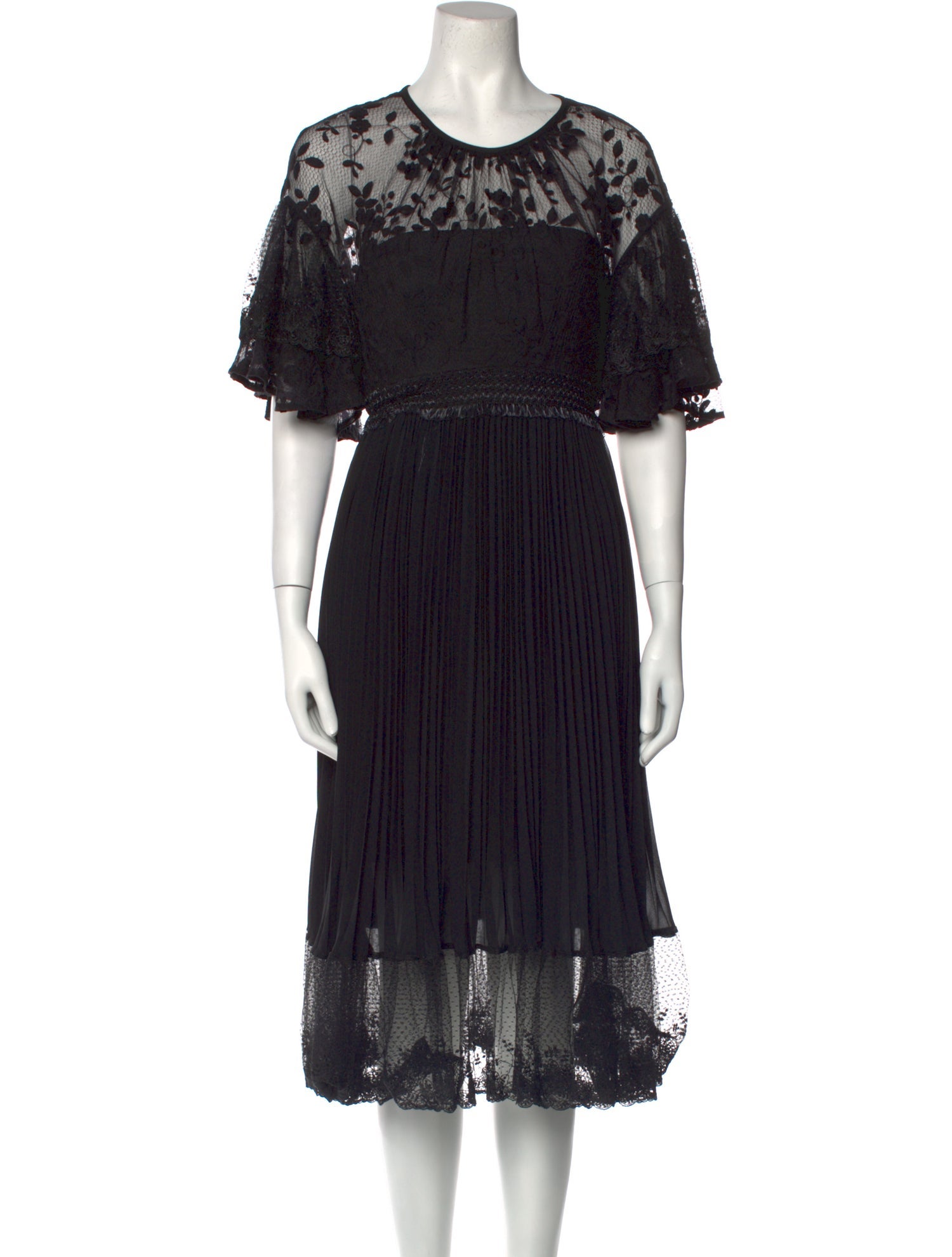 Three Floor Lace Pattern Midi Length Dress w/ Tags