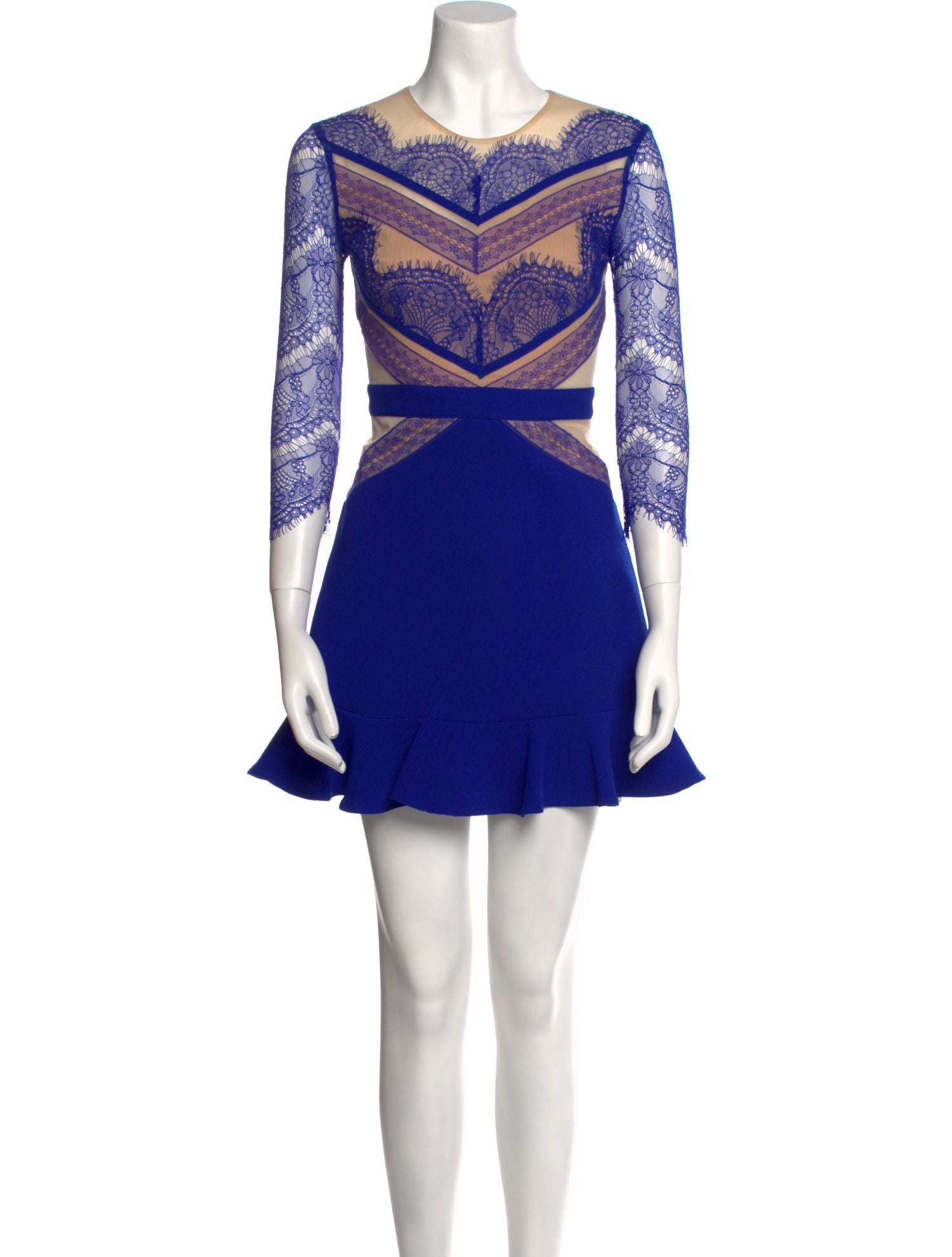 Three Floor Lace Pattern Mini Dress