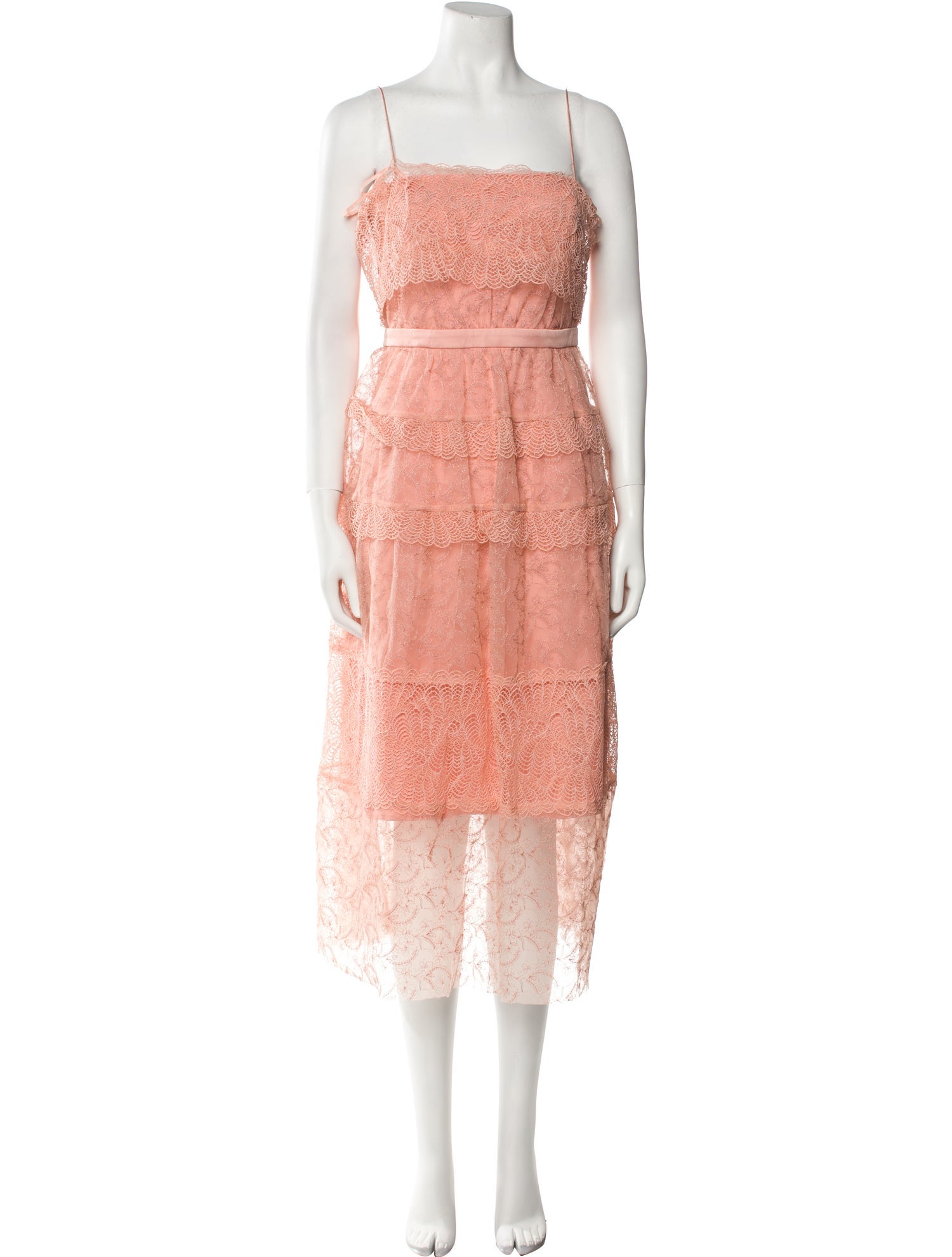 Three Floor Square Neckline Midi Length Dress