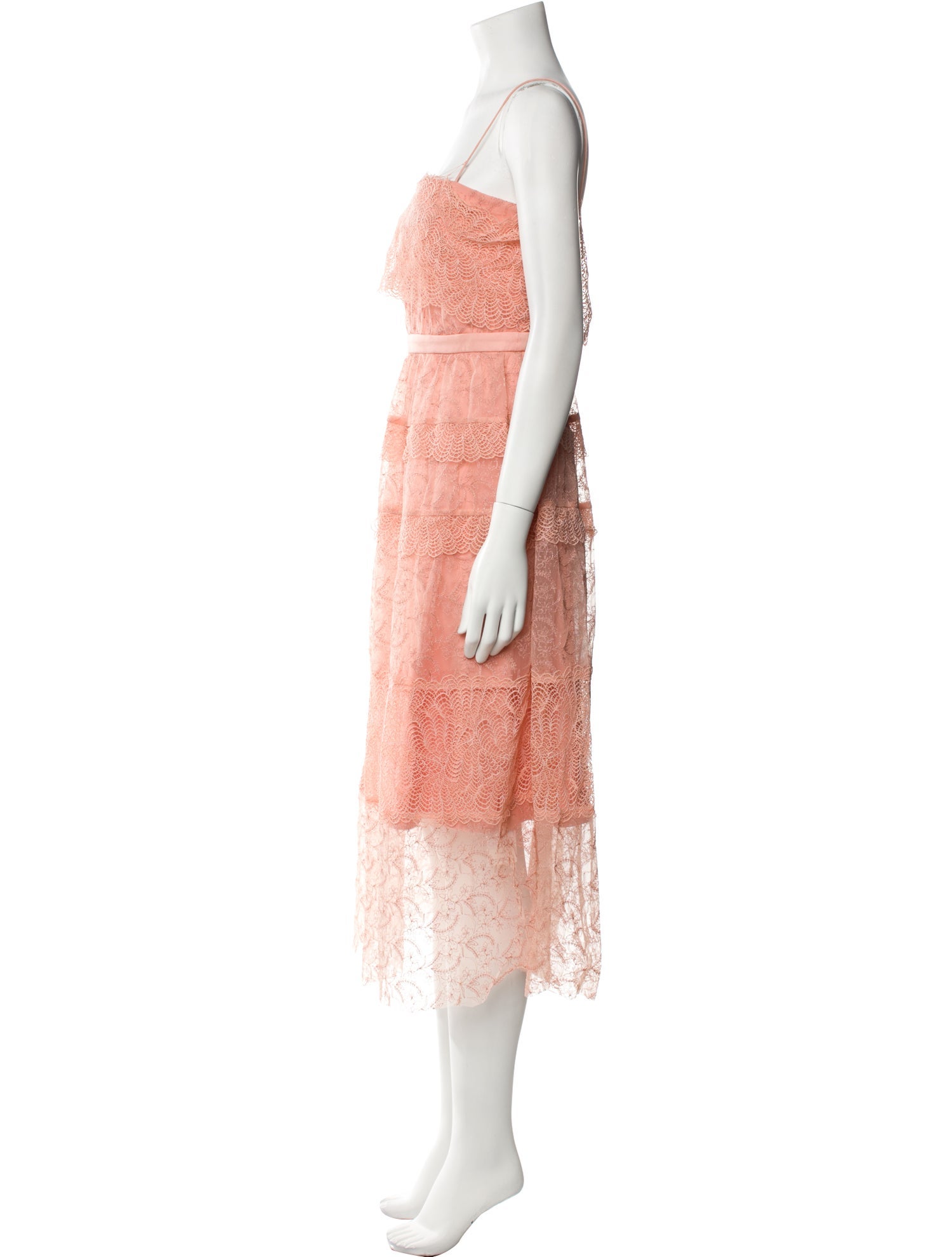 Three Floor Square Neckline Midi Length Dress