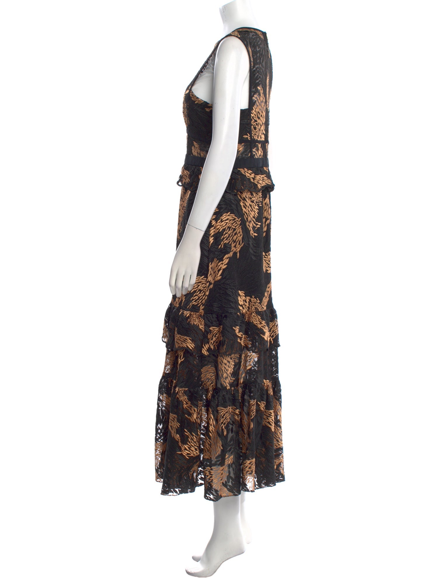 Three Floor Floral Print Long Dress