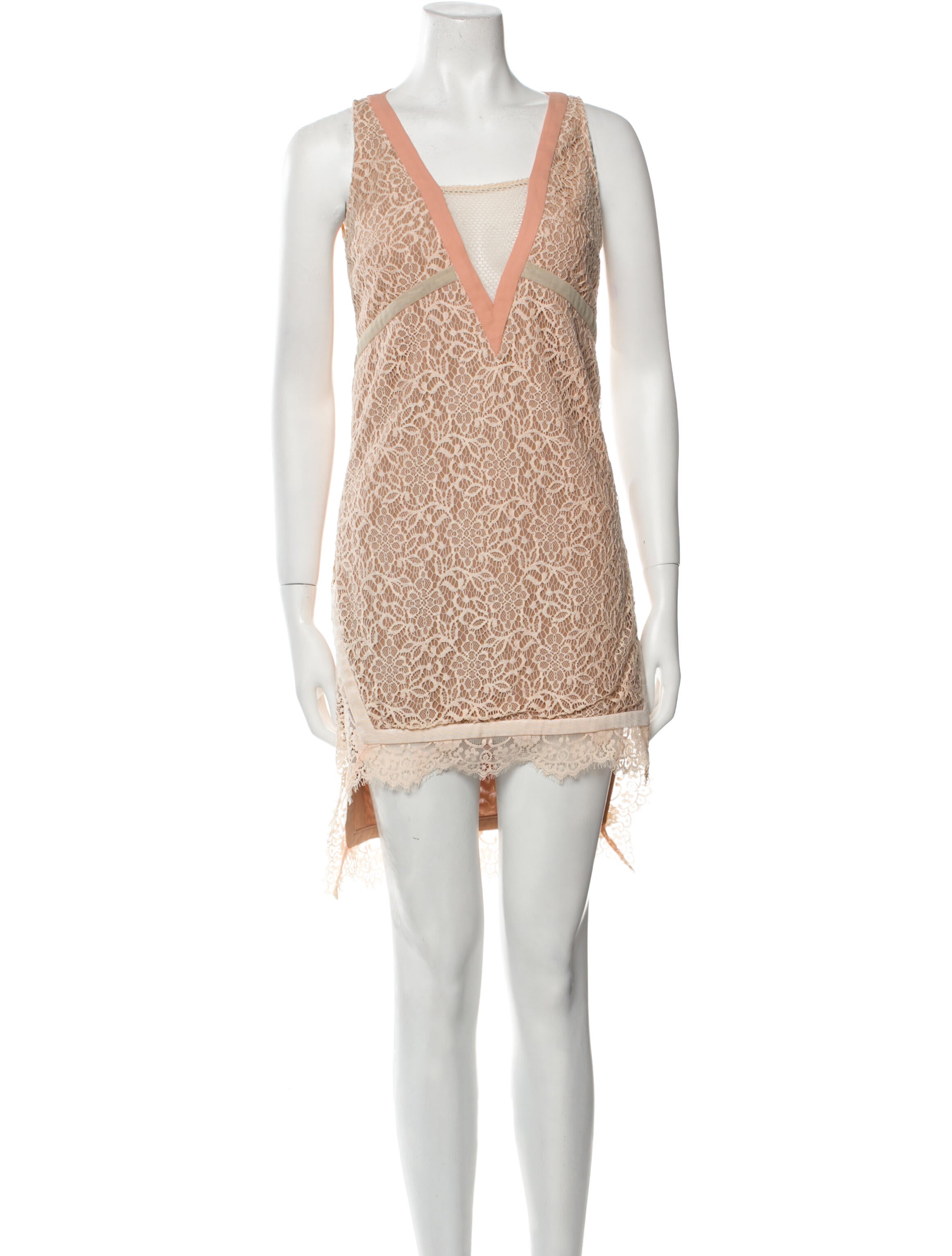 Three Floor Lace Pattern Mini Dress