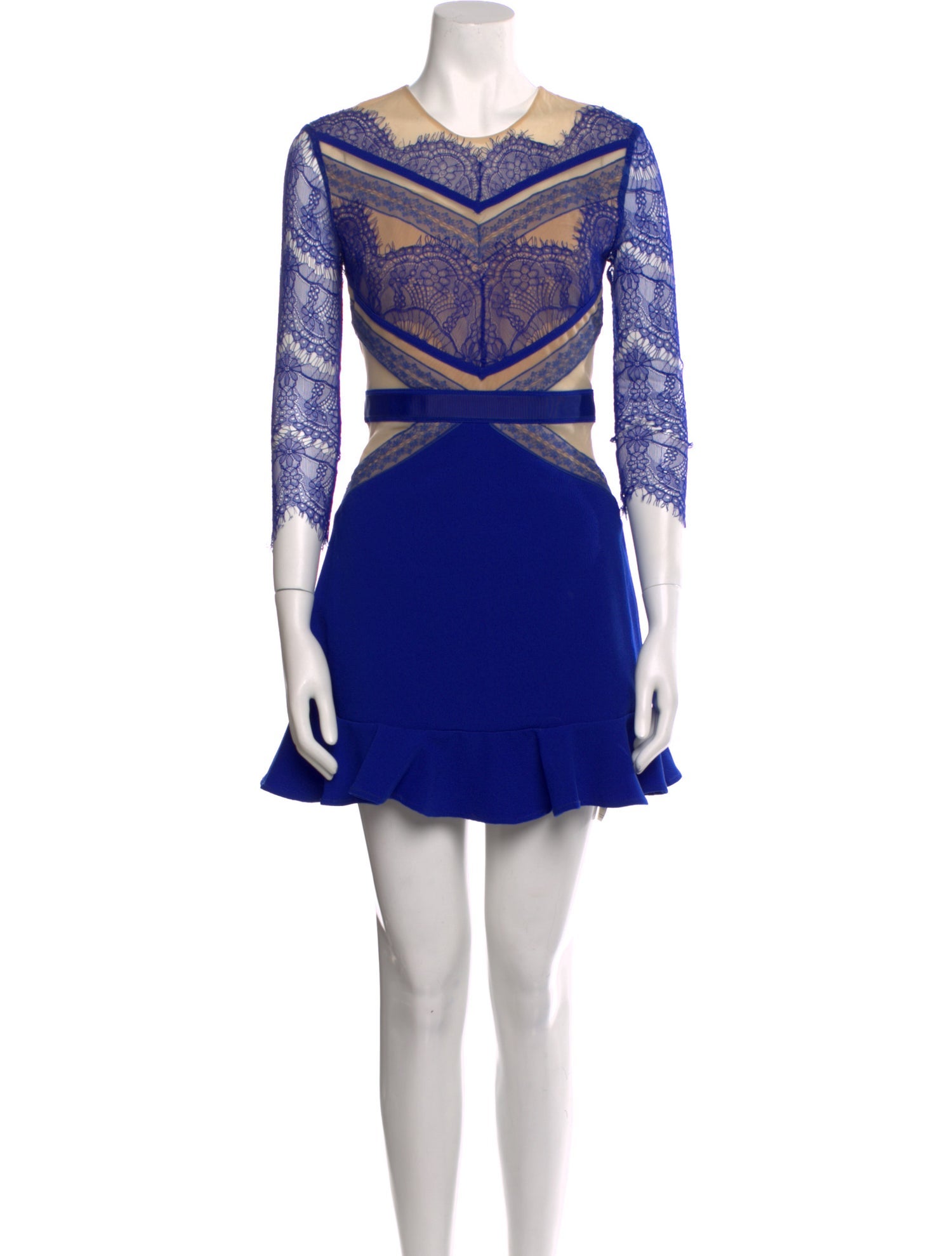 Three Floor Lace Pattern Mini Dress