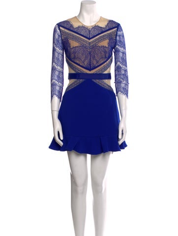 Three Floor Dresses Lace Pattern Mini Dress Us0, UK4 | XS