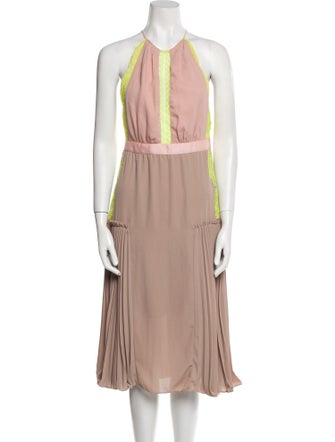 Three Floor Halterneck Midi Length Dress